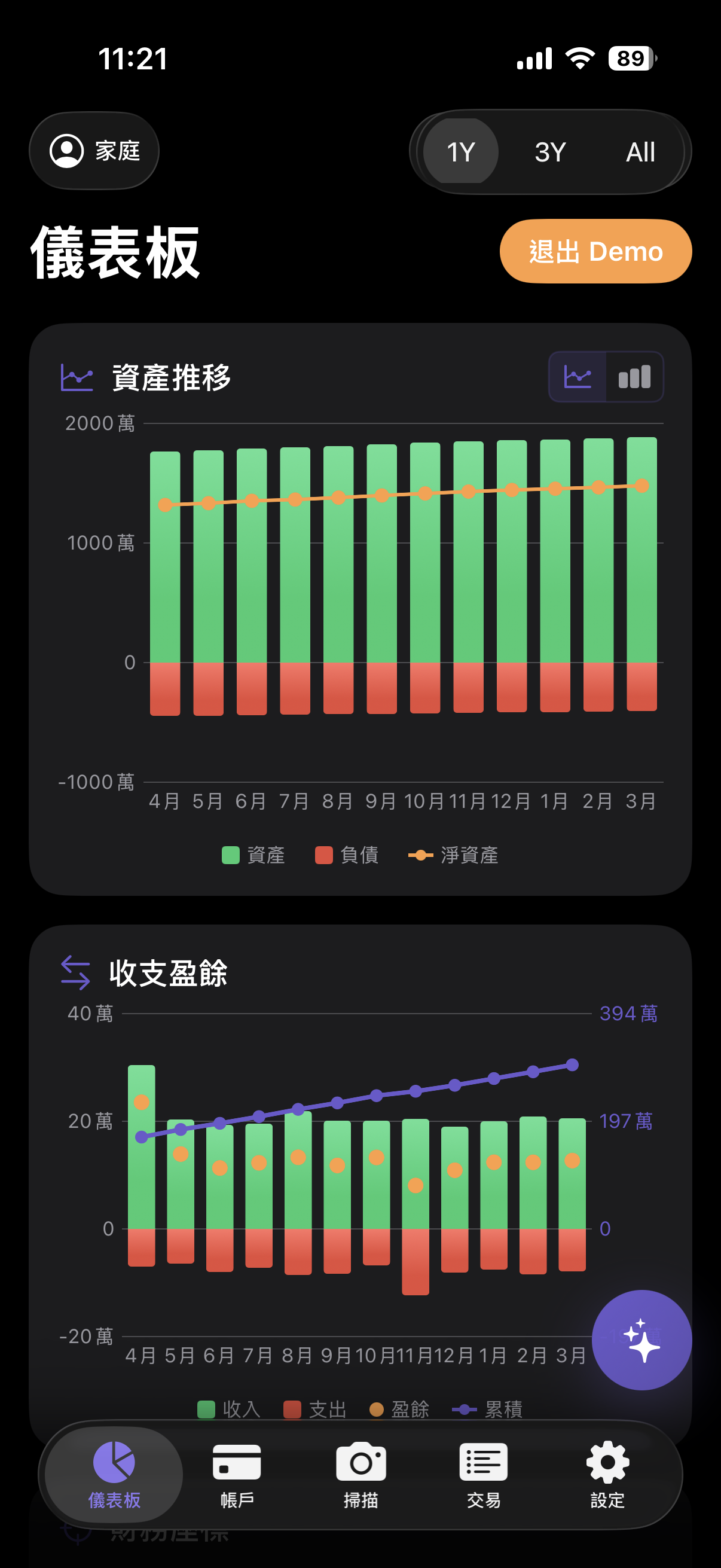 儀表板切換夥伴／家庭